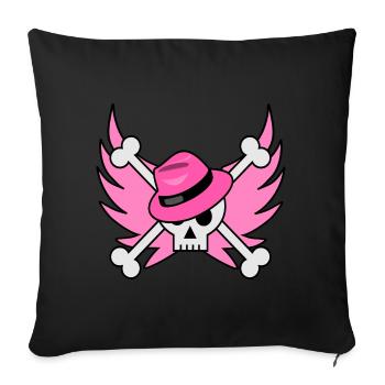 Flying skull with pink hat and pink wings - Sofa pillowcase 17,3'' x 17,3'' (45 x 45 cm) - black - Front