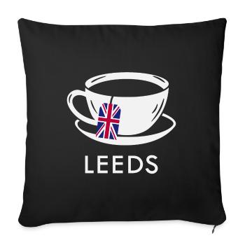Leeds Tea Cup UK Flag Teabag - Sofa pillowcase 17,3'' x 17,3'' (45 x 45 cm) - black - Front