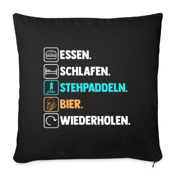 Bier Stand Up Paddeling - Sofakissenbezug 45 x 45 cm - Schwarz - Vorne