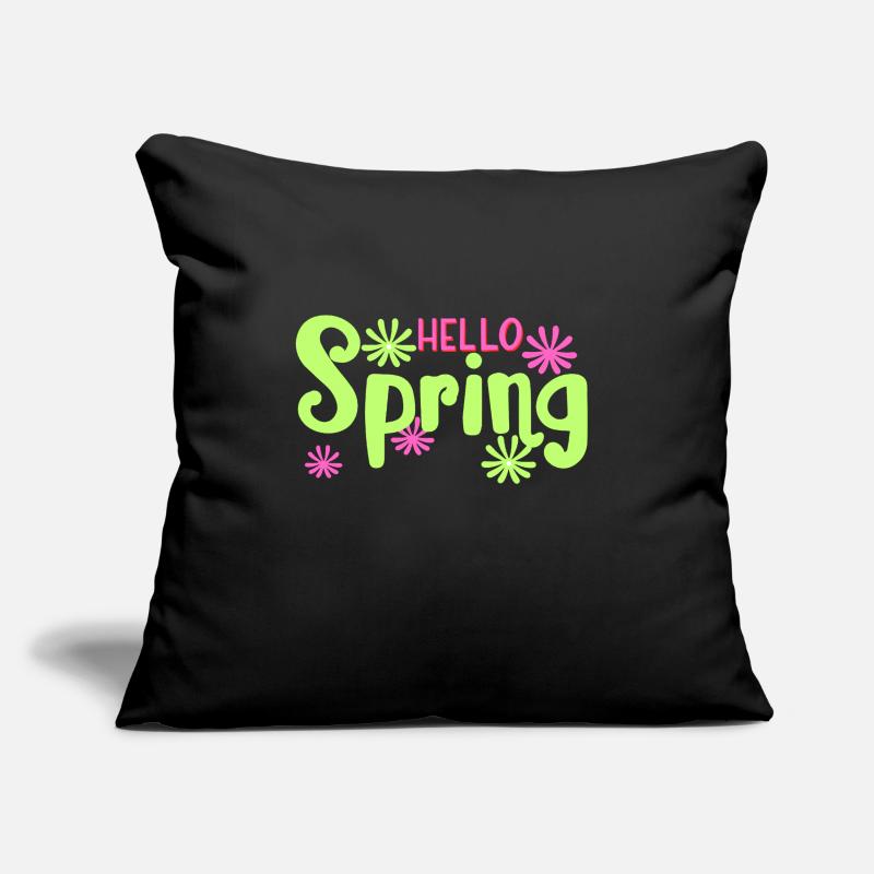 hello spring Housse de coussin décorative 45 x 45 cm