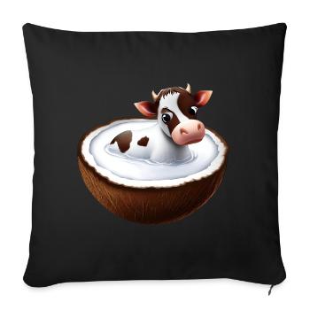 Cow in coconut - Sofa pillowcase 17,3'' x 17,3'' (45 x 45 cm) - black - Front