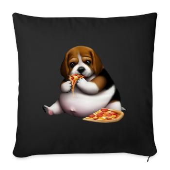 Pizza Lover Beagle Dog - Sofa pillowcase 17,3'' x 17,3'' (45 x 45 cm) - black - Front