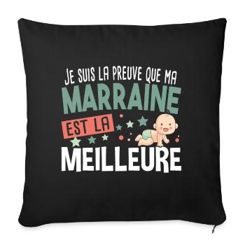 Marraine Bébé Cadeau Nourrisson Naissance - Housse de coussin décorative 45 x 45 cm - noir - Devant