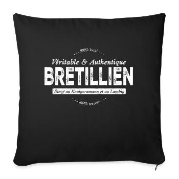 Bretilien de l'Ille et Vilaine - Housse de coussin décorative 45 x 45 cm - noir - Devant
