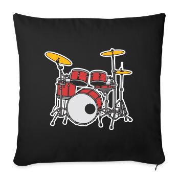 Vintage Drums Drawing - Sofa pillowcase 17,3'' x 17,3'' (45 x 45 cm) - black - Front