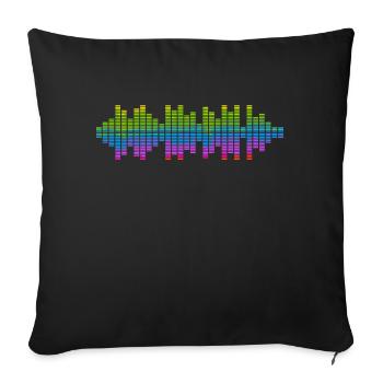 Sound Waves Music Wave Vintage Retro DJ Heart Disc - Sofa pillowcase 17,3'' x 17,3'' (45 x 45 cm) - black - Front