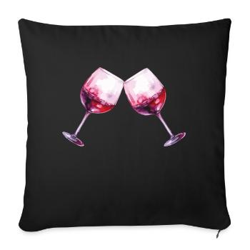 Wine glasses 2 - Sofa pillowcase 17,3'' x 17,3'' (45 x 45 cm) - black - Front