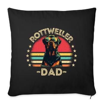 Rottweiler with sunglasses retro - Sofa pillowcase 17,3'' x 17,3'' (45 x 45 cm) - black - Front