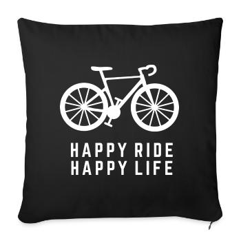 Happy Ride with Bicycle Bicycle Sayings - Sofa pillowcase 17,3'' x 17,3'' (45 x 45 cm) - black - Front