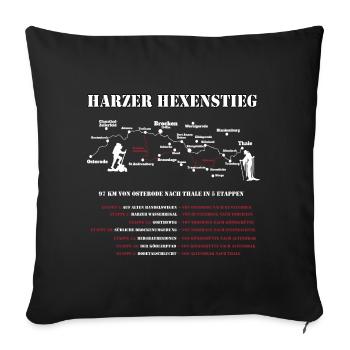 Harzer Hexenstieg Wandergruppen - 5 Etappe - Sofakissenbezug 45 x 45 cm - Schwarz - Vorne