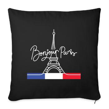 Cadeau Design graphique Paris Tour Eiffel France - Housse de coussin décorative 45 x 45 cm - noir - Devant