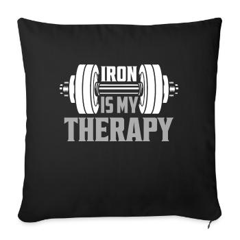 Iron Is My Therapy Weight Lifting Workout Training - Sofa pillowcase 17,3'' x 17,3'' (45 x 45 cm) - black - Front