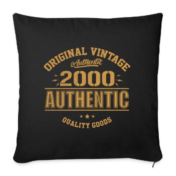 Authentisches 2000 Original 2000 Geburtstagsgeschenk - Sofakissenbezug 45 x 45 cm - Schwarz - Vorne