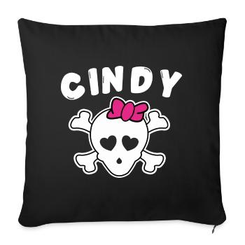 Piratin Cindy Design für Mädchen und Frauen - Sofakissenbezug 45 x 45 cm - Schwarz - Vorne