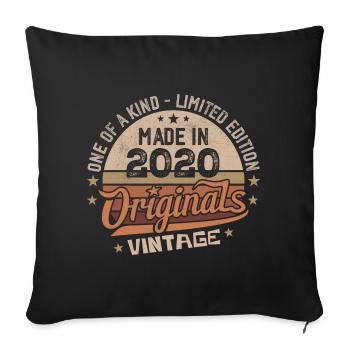 2020 Vintage Né 2020 Vintage Cadeau Anniversaire - Housse de coussin décorative 45 x 45 cm - noir - Devant