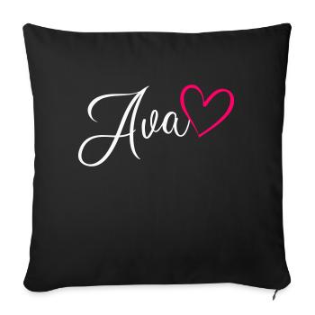 Ava Surname First Name Heart Pink - Sofa pillowcase 17,3'' x 17,3'' (45 x 45 cm) - black - Front