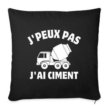 ciment, engin de chantier, chantier - Housse de coussin décorative 45 x 45 cm - noir - Devant