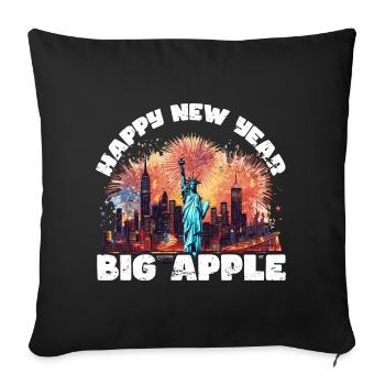 Happy New Year with fireworks in New York - Sofa pillowcase 17,3'' x 17,3'' (45 x 45 cm) - black - Front