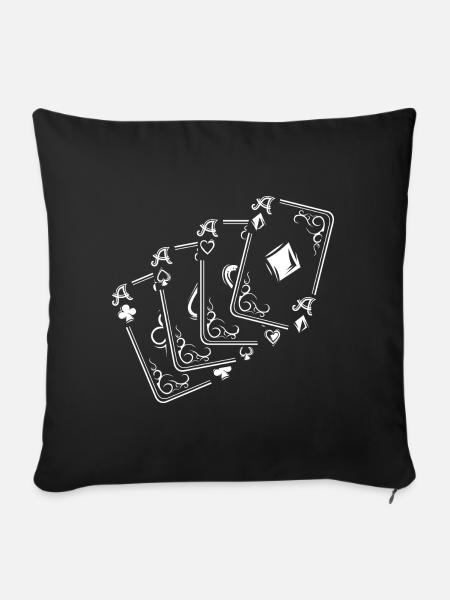 cards symbol illustration spielkarten poker skat - Pudebetræk 45 x 45 cm - sort