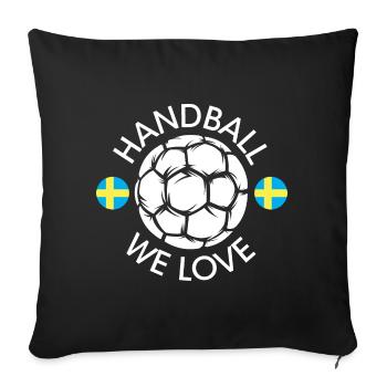 nous aimons le handball suède Équipe Handballeur EM icône - Housse de coussin décorative 45 x 45 cm - noir - Devant