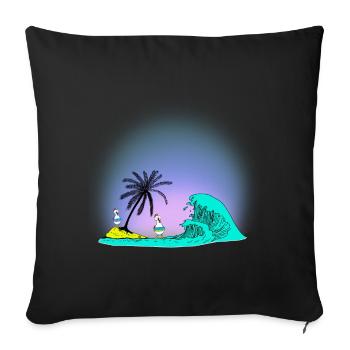 Summer Island Bathing Chickens Swimming Ring Ocean Wave - Sofa pillowcase 17,3'' x 17,3'' (45 x 45 cm) - black - Front