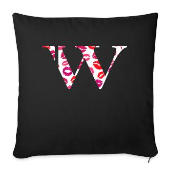 Letter w kisses - Sofa pillowcase 17,3'' x 17,3'' (45 x 45 cm) - black - Front