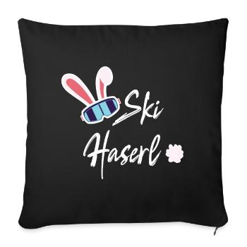 Skihaserl - Skihase - Skiing - Skiing holidays - Sofa pillowcase 17,3'' x 17,3'' (45 x 45 cm) - black - Front