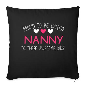 Nounou fière avec petits-enfants noms personnalisés - Housse de coussin décorative 45 x 45 cm - noir - Devant