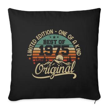 Vintage 1975 Légende - Rétro Cadeau D’anniversaire - Housse de coussin décorative 45 x 45 cm - noir - Devant
