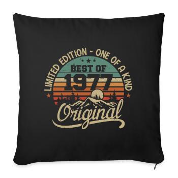 Vintage 1977 Légende - Rétro Cadeau D’anniversaire - Housse de coussin décorative 45 x 45 cm - noir - Devant