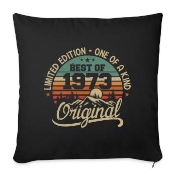 Vintage 1973 Légende - Rétro Cadeau D’anniversaire - Housse de coussin décorative 45 x 45 cm - noir - Devant