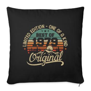 Vintage 1979 Légende - Rétro Cadeau D’anniversaire - Housse de coussin décorative 45 x 45 cm - noir - Devant