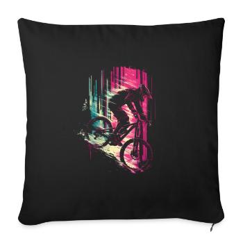 Amateurs de vélo de montagne des années 90 - Housse de coussin décorative 45 x 45 cm - noir - Devant