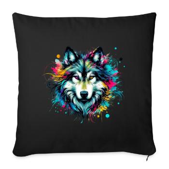 Loup - Housse de coussin décorative 45 x 45 cm - noir - Devant