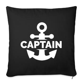 Logo de l’icône de l’ancre de capitaine Logo du navire de mer - Housse de coussin décorative 45 x 45 cm - noir - Devant