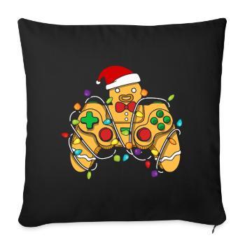 Christmas Gaming Controller Gingerbread - Sofa pillowcase 17,3'' x 17,3'' (45 x 45 cm) - black - Front