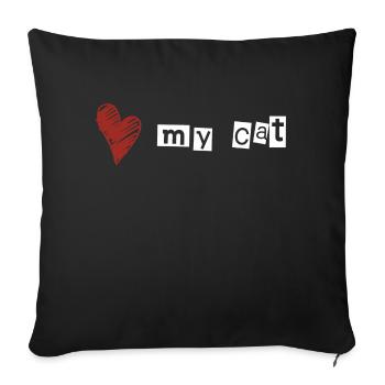 Love my cat - Sofa pillowcase 17,3'' x 17,3'' (45 x 45 cm) - black - Front