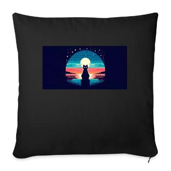 Cat Moon - Sofa pillowcase 17,3'' x 17,3'' (45 x 45 cm) - black - Front