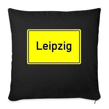 Town sign Leipzig - Sofa pillowcase 17,3'' x 17,3'' (45 x 45 cm) - black - Front