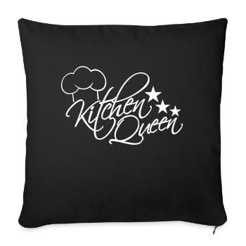 Kitchen Queen Logo Lettering Kitchen Queen Woman - Sofa pillowcase 17,3'' x 17,3'' (45 x 45 cm) - black - Front