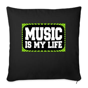 Music Is My Life Musik Ist Mein Leben Liebe Spruch - Sofa pillowcase 17,3'' x 17,3'' (45 x 45 cm) - black - Front