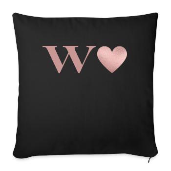Letter w heart rose gold - Sofa pillowcase 17,3'' x 17,3'' (45 x 45 cm) - black - Front
