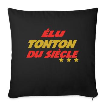 Elu TONTON du siècle - Housse de coussin décorative 45 x 45 cm - noir - Devant