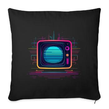 TV 80s Look - Sofa pillowcase 17,3'' x 17,3'' (45 x 45 cm) - black - Front