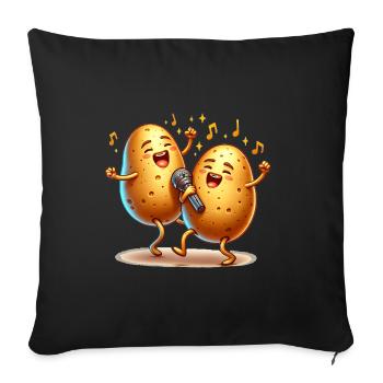 Gemüse, Kartoffeln singen, Gemüse macht Musik - Sofakissenbezug 45 x 45 cm - Schwarz - Vorne