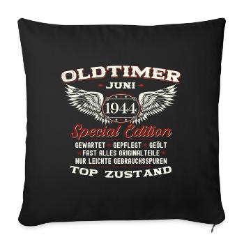 Millésime Juin 1944 Millésime 1944 80ème Anniversaire 44 - Housse de coussin décorative 45 x 45 cm - noir - Devant