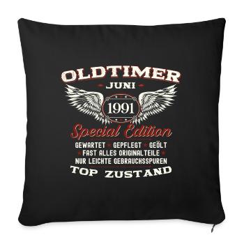 Vintage June 1991 Vintage 1991 33rd Birthday 91 - Sofa pillowcase 17,3'' x 17,3'' (45 x 45 cm) - black - Front