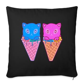 Cornet de crème glacée Cats Crème glacée Crème glacée Enfants - Housse de coussin décorative 45 x 45 cm - noir - Devant
