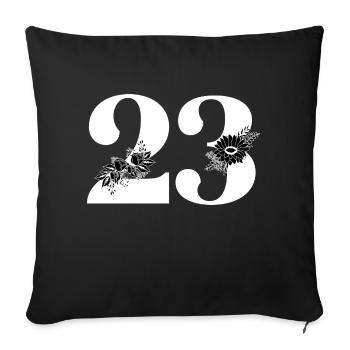 Nummer 23 Schwarze Blumen - 23. Blumenjubiläum - Sofakissenbezug 45 x 45 cm - Schwarz - Vorne