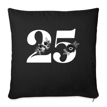 Number 25 Black Floral -25th Floral Anniversary - Sofa pillowcase 17,3'' x 17,3'' (45 x 45 cm) - black - Front